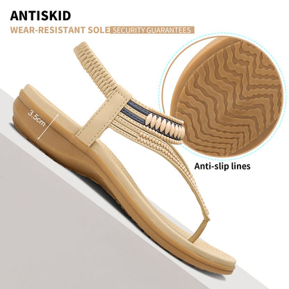 Women Casual Arch Support Elastic Flip Flops