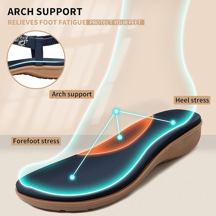 Women Slingback Rhinestone Arch Support Sandals