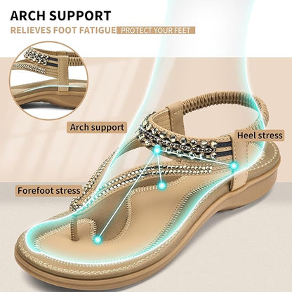 Women Rhinestone Slingback Arch Support Sandals