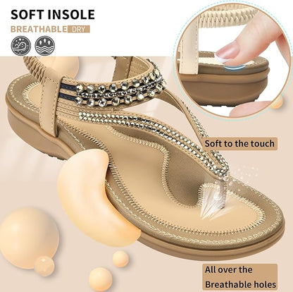 Women Rhinestone Slingback Arch Support Sandals