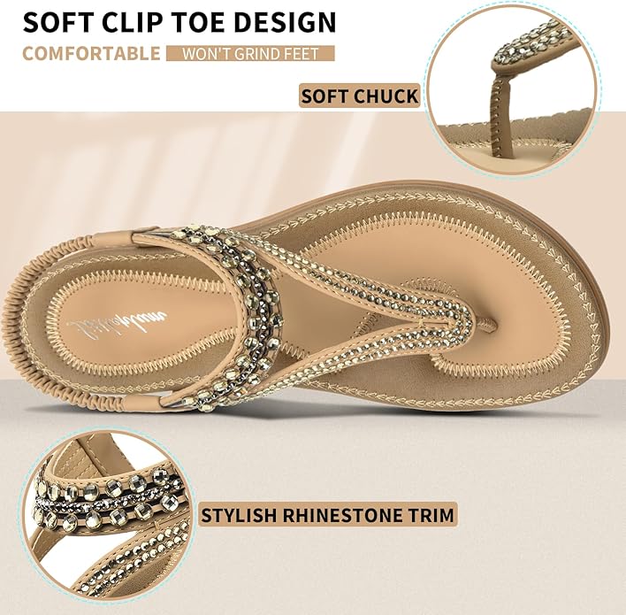 Women Rhinestone Slingback Arch Support Sandals