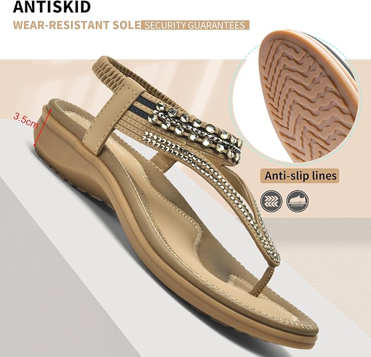Women Rhinestone Slingback Arch Support Sandals