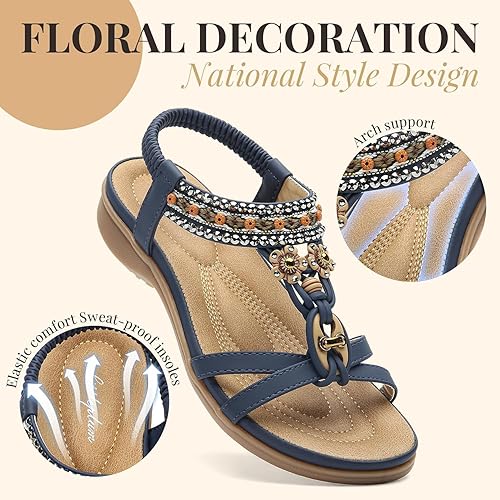 Women Arch Support Bohemian Flip Flop Sandals