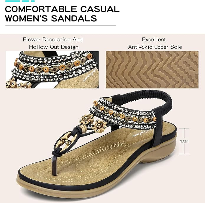 Women Bohemian Arch Support Beach Flip Flops