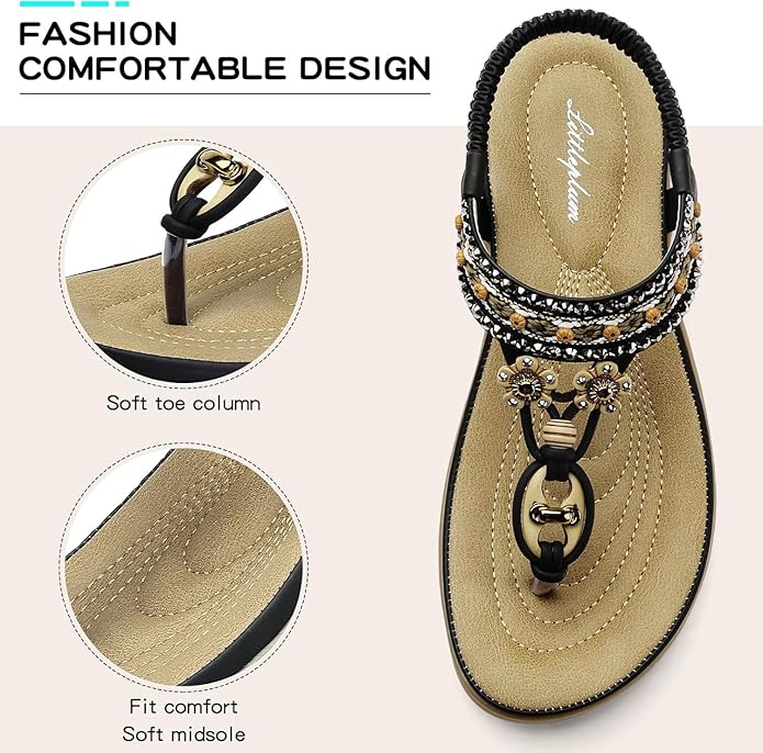 Women Bohemian Arch Support Beach Flip Flops