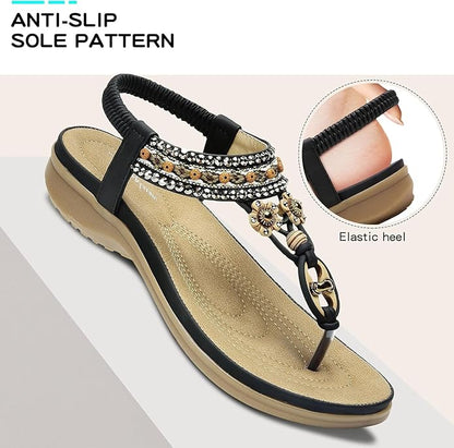 Women Bohemian Arch Support Beach Flip Flops