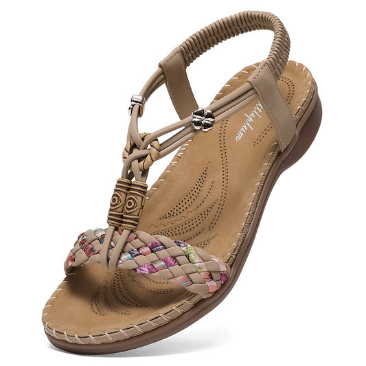 Women Braided Sandals Arch Support Elastic Beach Shoes