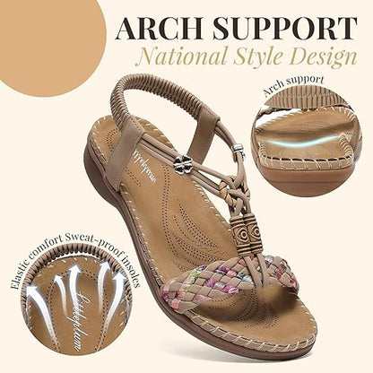 Women Braided Sandals Arch Support Elastic Beach Shoes