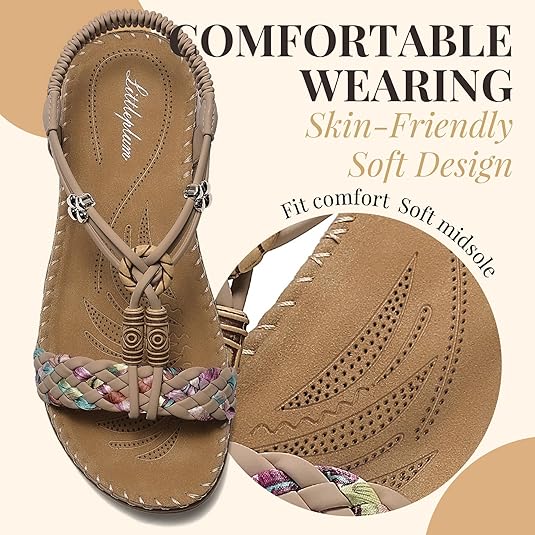 Women Braided Sandals Arch Support Elastic Beach Shoes