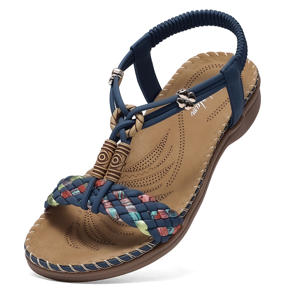 Women Braided Sandals Arch Support Elastic Beach Shoes