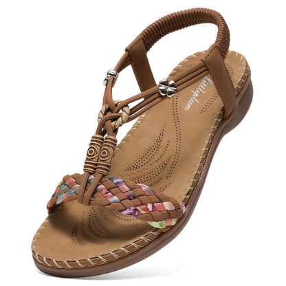 Women Braided Sandals Arch Support Elastic Beach Shoes