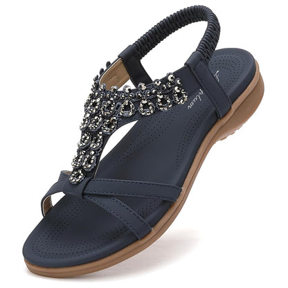 Women Rhinestone Arch Support Elastic Sandals