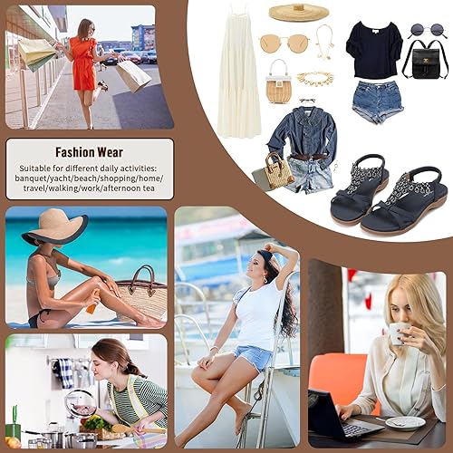 Women Rhinestone Arch Support Elastic Sandals