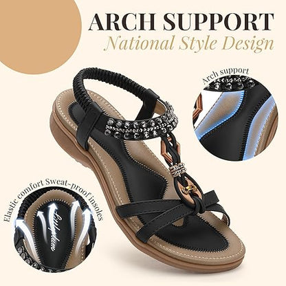 Women Rhinestone Slingback Arch Support Sandals