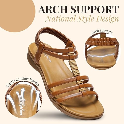 Women Arch Support Gladiator Flat Sandals Summer Comfort