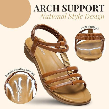 Women Arch Support Gladiator Flat Sandals Summer Comfort