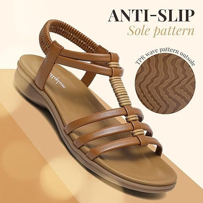 Women Arch Support Gladiator Flat Sandals Summer Comfort