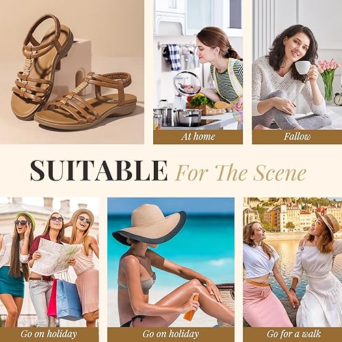 Women Arch Support Gladiator Flat Sandals Summer Comfort