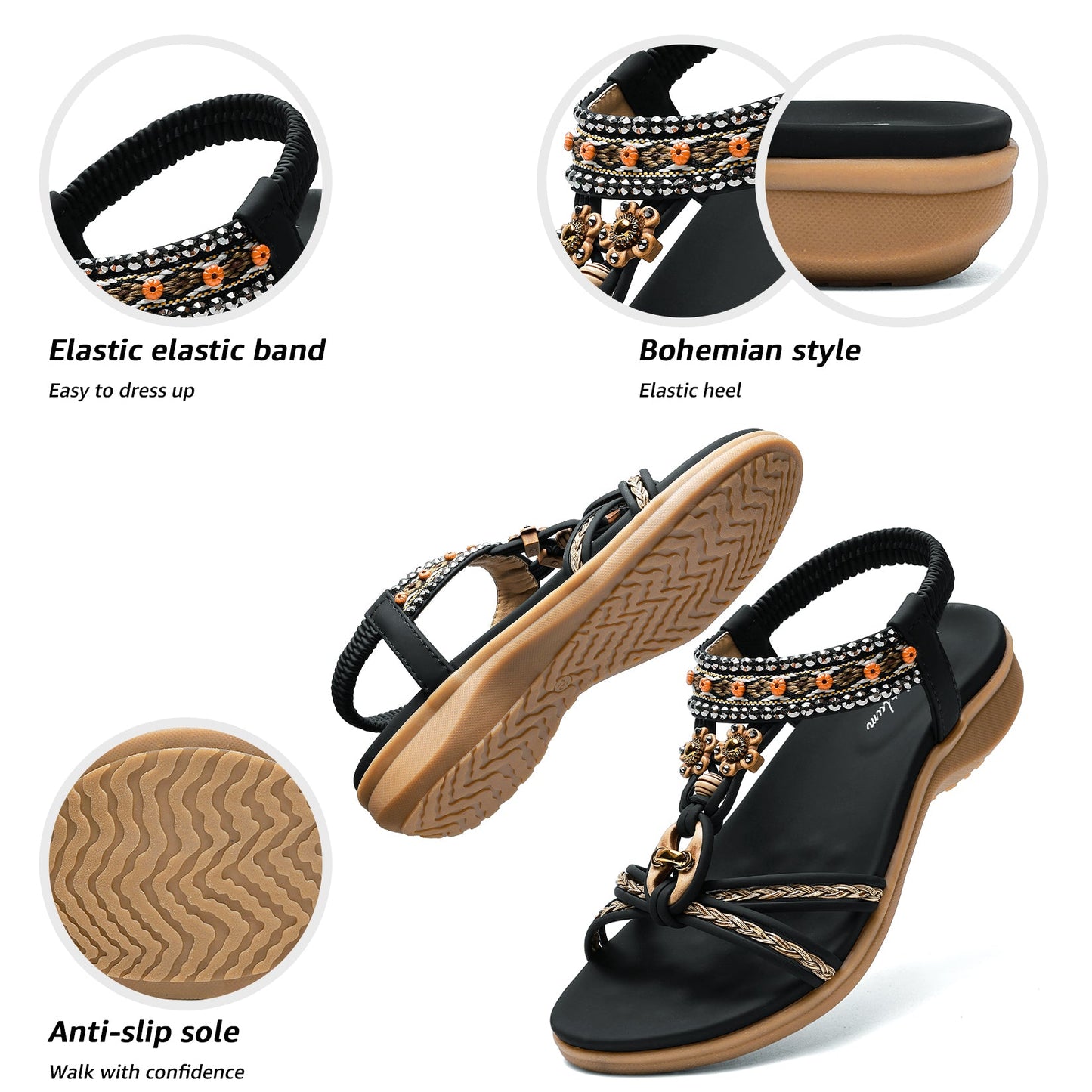 Women Arch Support Bohemian Beach Flip Flops