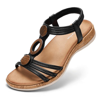 Women Open-Toe Arch Support Low Wedge Sandals