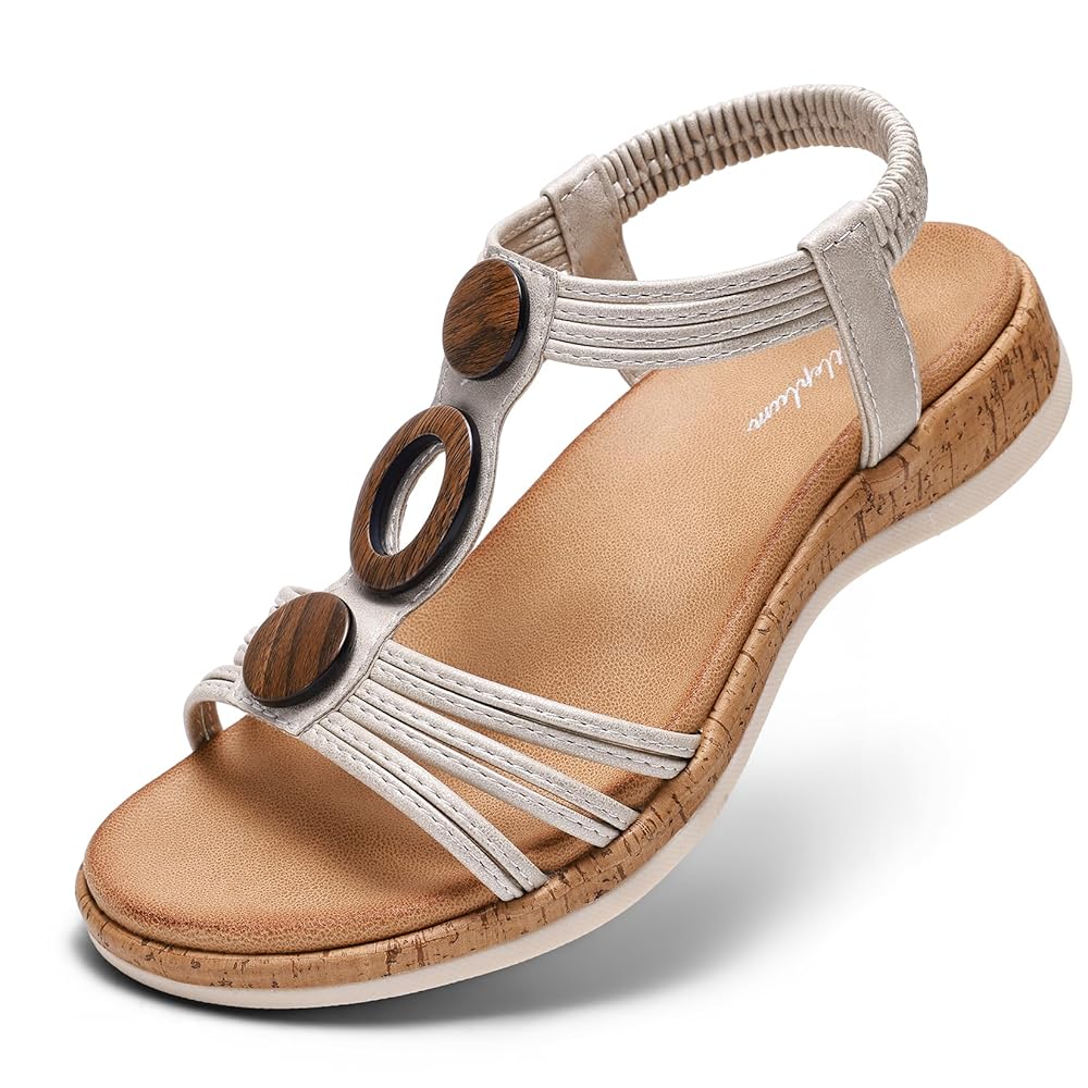 Women Open-Toe Arch Support Low Wedge Sandals