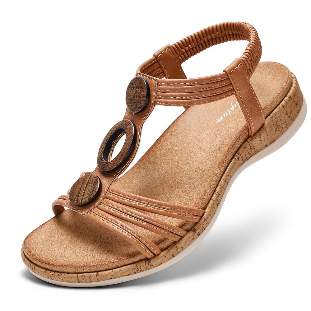 Women Open-Toe Arch Support Low Wedge Sandals