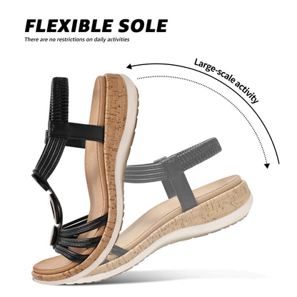 Women Open-Toe Arch Support Low Wedge Sandals