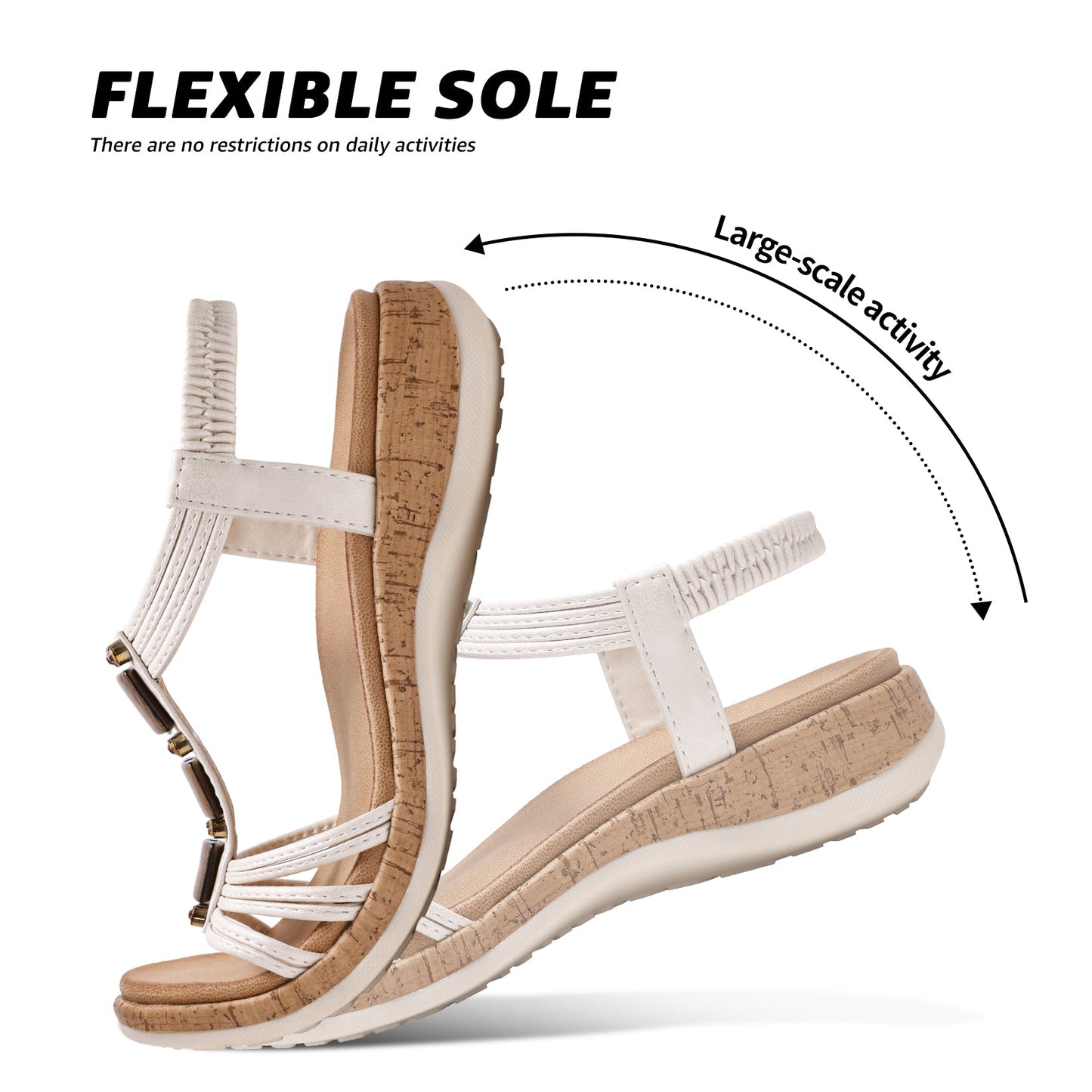 Women Open Toe Arch Support Low Wedge Sandals