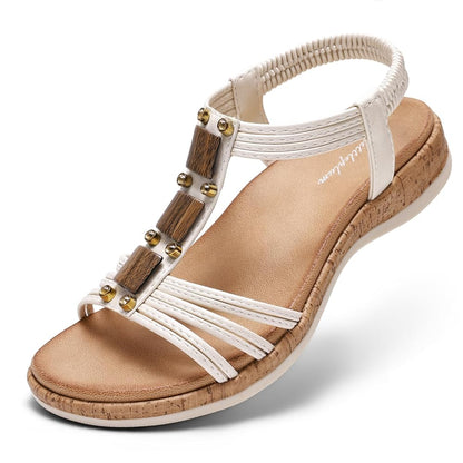 Women Open Toe Arch Support Low Wedge Sandals